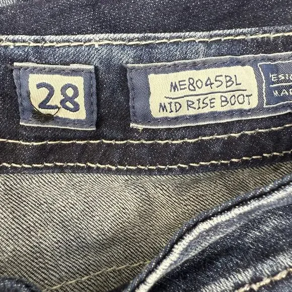 Miss Me Jeans Women's 28x33 (6) Dark Blue Mid Rise Boot Embellished Bling EUC - Picture 8 of 14